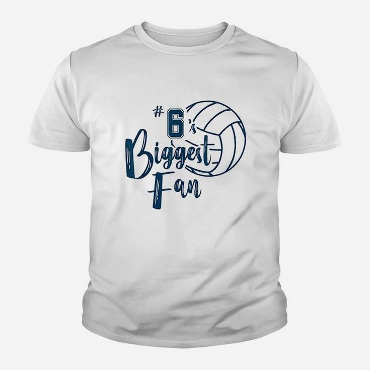 Number 6 Biggest Fan Volleyball Mom Dad Sister Brother Youth T-shirt
