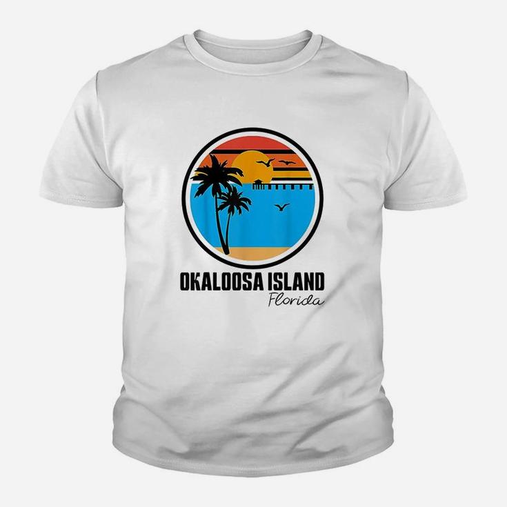Okaloosa Island Florida Sunset Ocean Palm Tree Fishing Pier Youth T-shirt