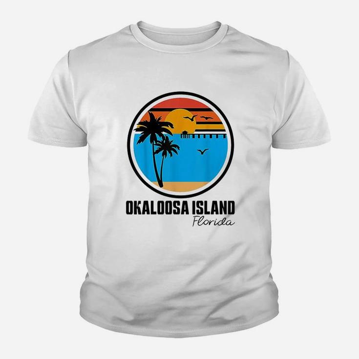 Okaloosa Island Florida Sunset Ocean Palm Tree Fishing Youth T-shirt