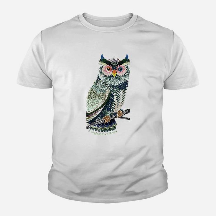 Owl Floral Folk Art Youth T-shirt