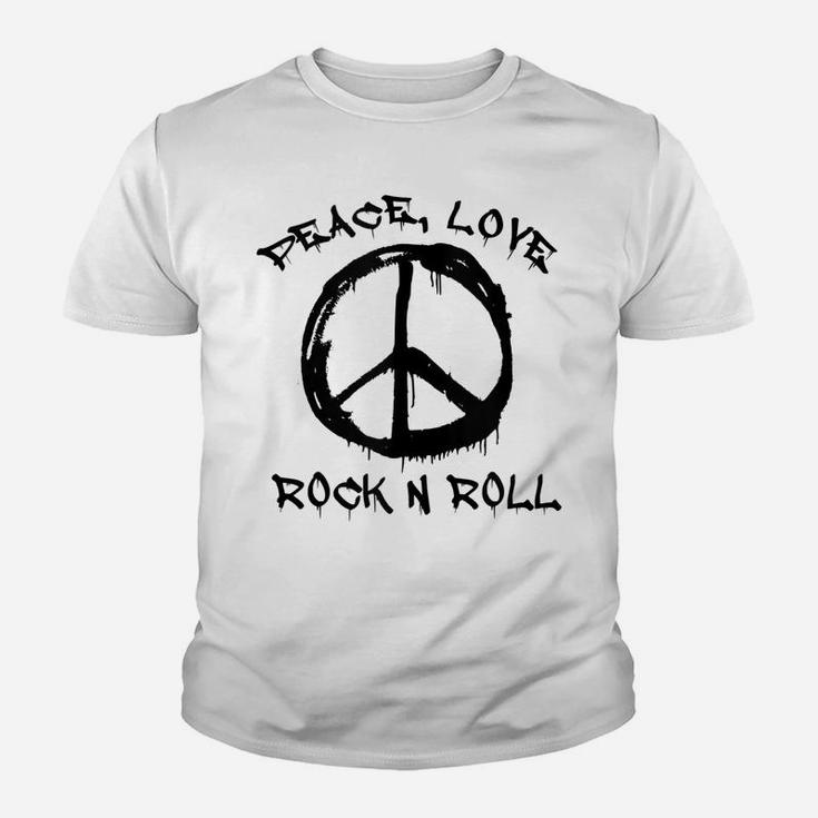 Peace Love And Rock And Roll Saying Rocker Motif Youth T-shirt