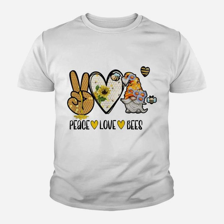 Peace Love Bees Gnome Sunflower Honey Graphic Tees Youth T-shirt