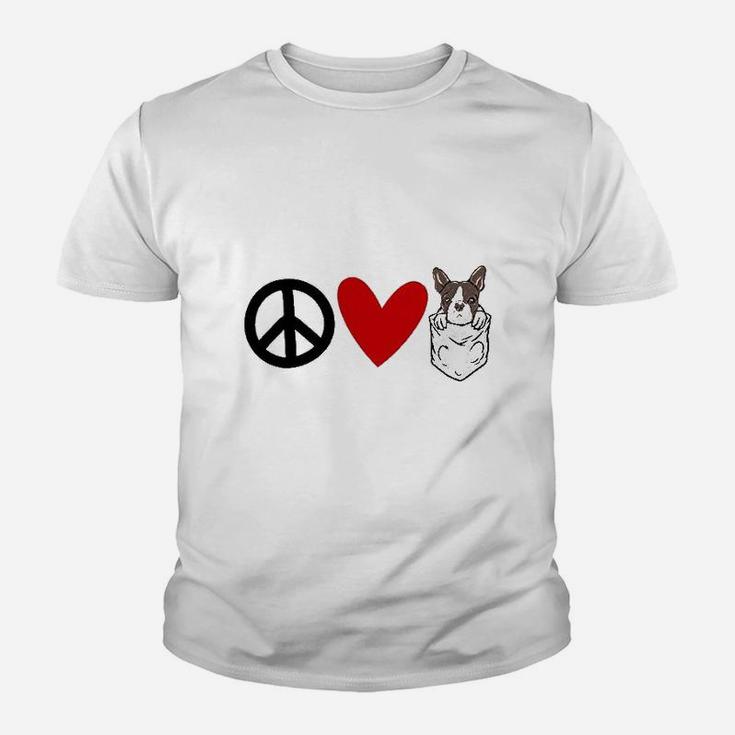 Peace Love Boston Terrier Youth T-shirt