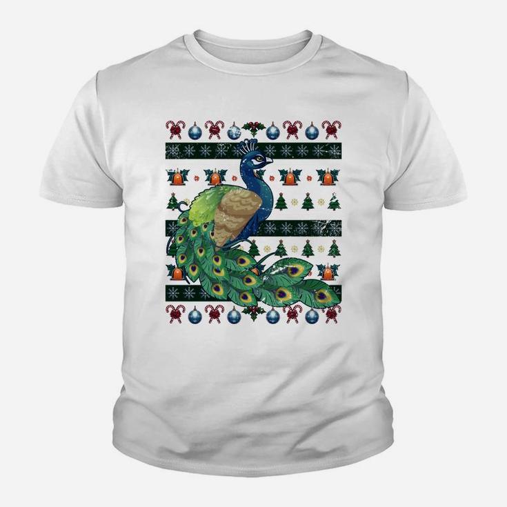 Peacock Xmas Gift Ornamental Bird Ugly Christmas Youth T-shirt