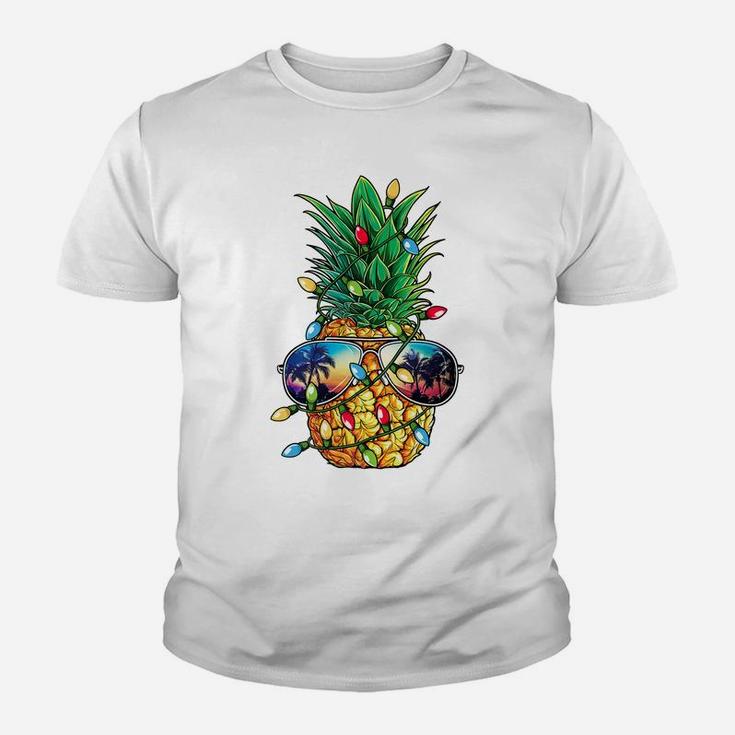 Pineapple Christmas Tree Lights Xmas Men Gifts Sunglasses Youth T-shirt