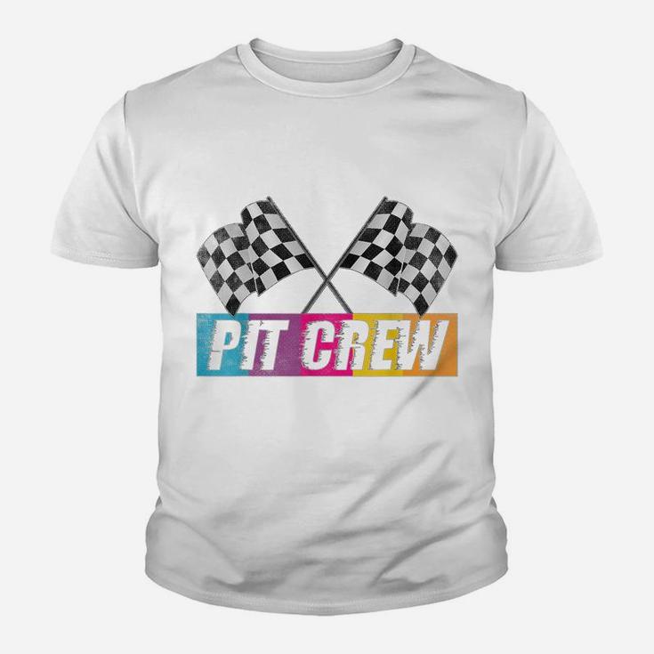 Pit Crew Race Car Party Checkered Flag Car Racing Party Gift Youth T-shirt