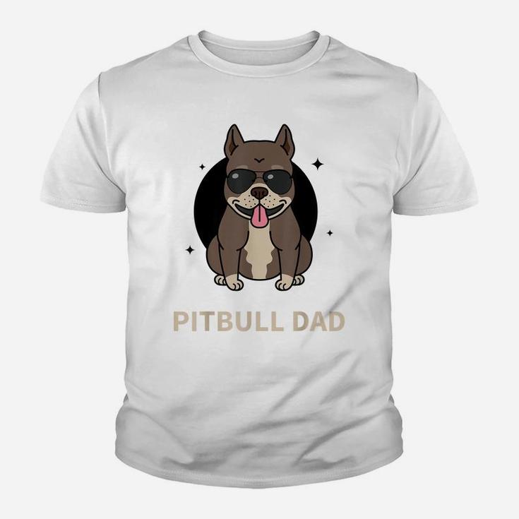 Pitbull Dad Papa Father Daddy Dog Puppy Funny Gift Black Youth T-shirt