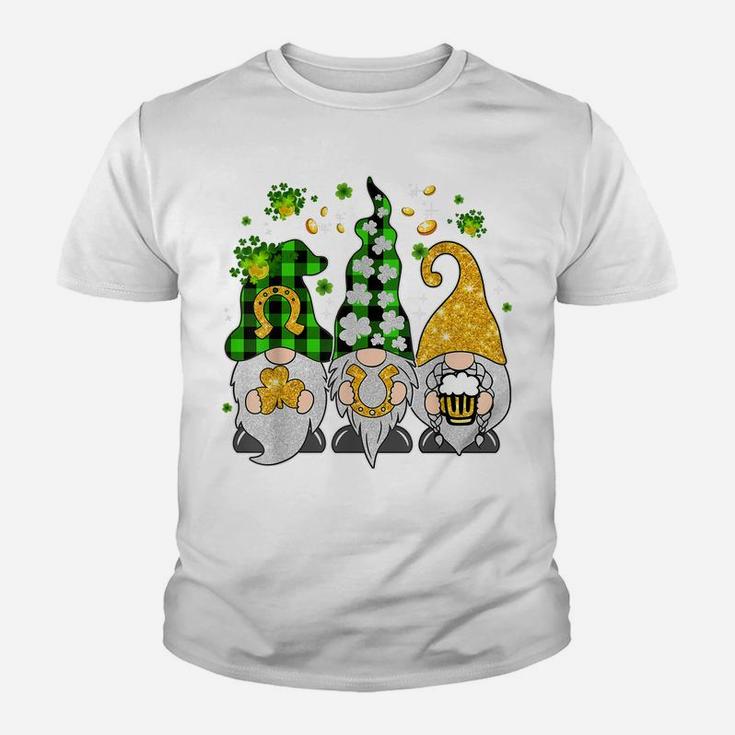 Plaid Gnomes St Patricks Day Shamrock Gnome Irish Gift Youth T-shirt