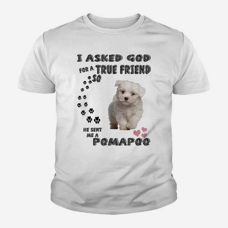 Pooranian Dog Mom, Pompoo Dad Pomeroodle Print, Cute Pomapoo Youth T-shirt