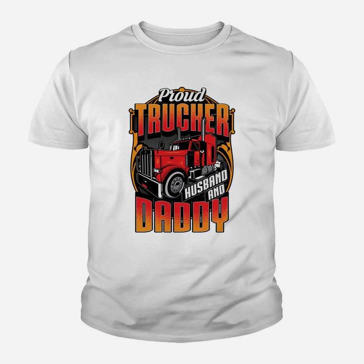 Proud Trucker Husband Daddy Graphic For Truck Drivers Gift Youth T-shirt