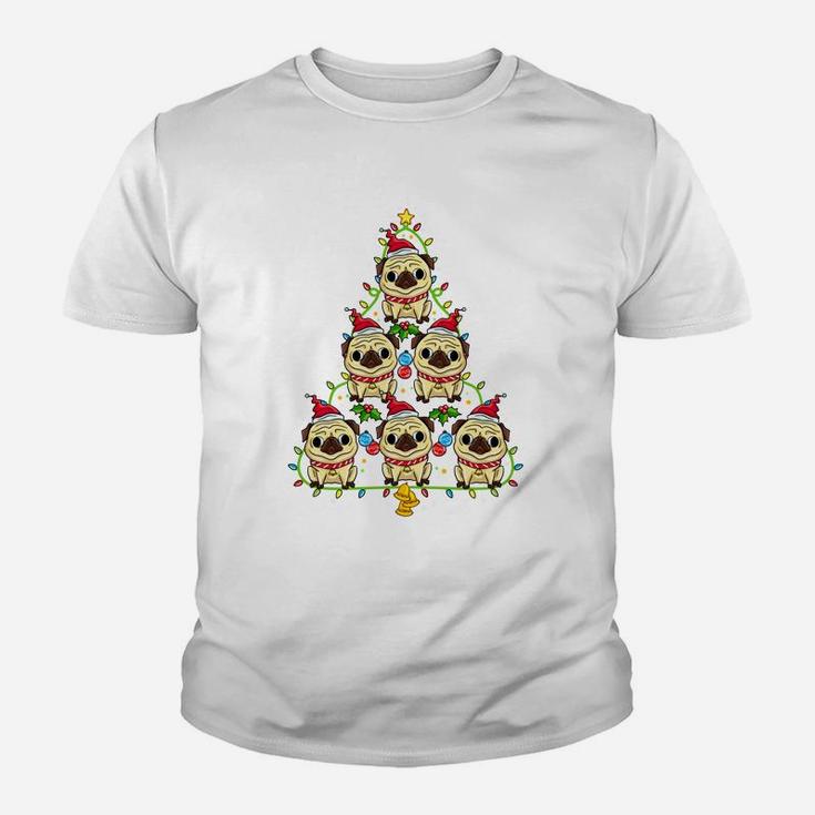Pug Christmas Tree Sweatshirt Xmas Gift For Pug Lover Youth T-shirt