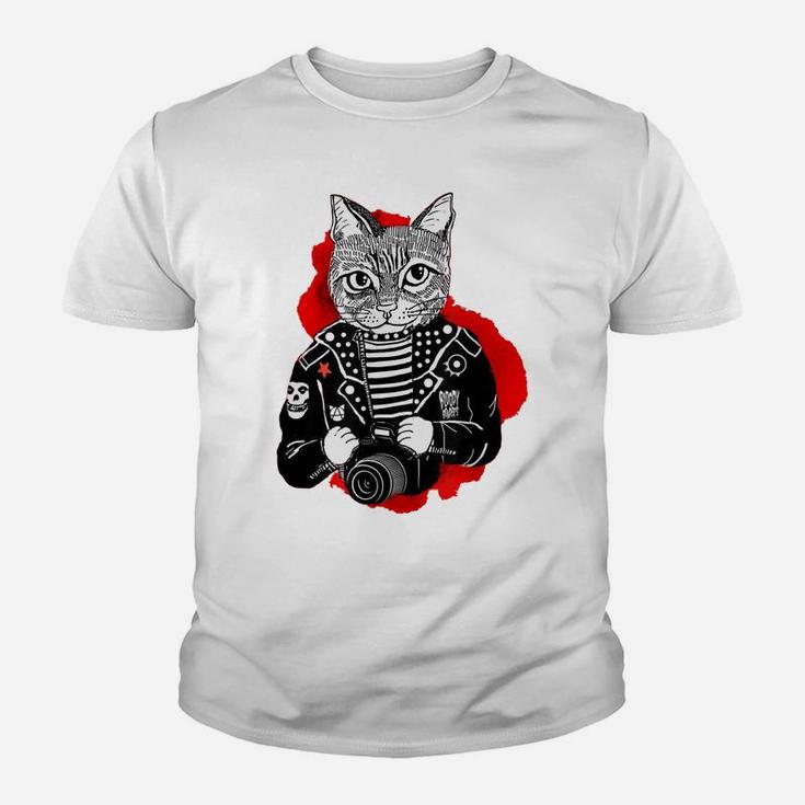 Punk Rock Cat Print For Cat Lovers - Dad's Mom's Gift Tee Youth T-shirt