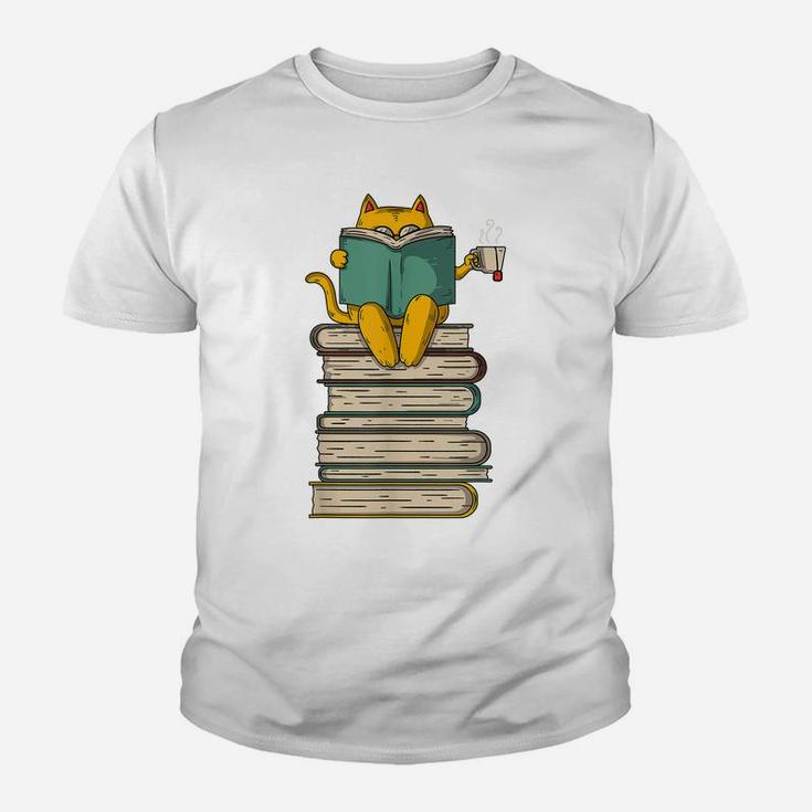 Reading Cat - Funny Book & Tea Lover Gift Youth T-shirt