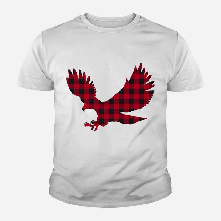 Red Plaid Bald Eagle Xmas Matching Buffalo Family Pajama Youth T-shirt