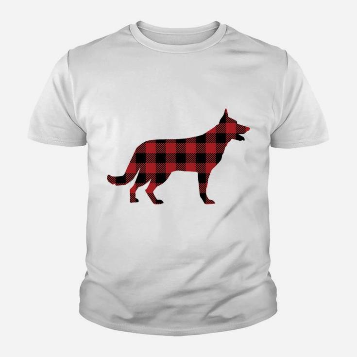 Red Plaid German Shepherd Dog Xmas Matching Family Christmas Sweatshirt Youth T-shirt