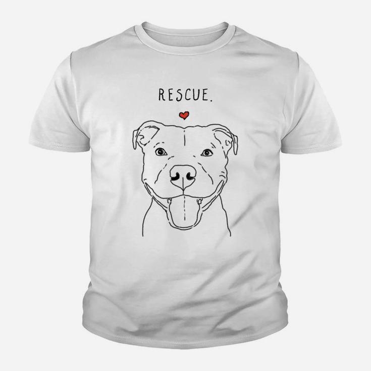 Rescue Love Smiling Pit Bull, Pittie, Pitbull Mom, Dog Lover Youth T-shirt