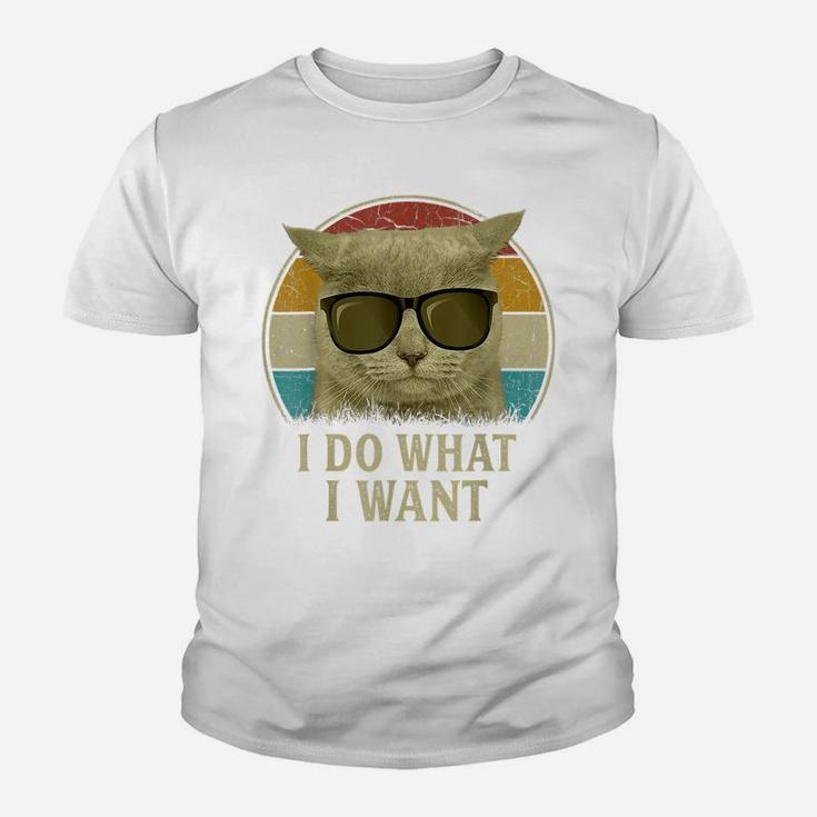 Retro 80S 90S Cat Lovers Funny I Do What I Want Cat Youth T-shirt