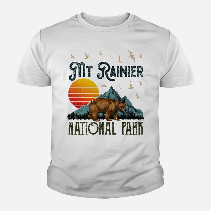 Retro Mt Rainier National Park Moutains Camping Bear Outdoor Youth T-shirt