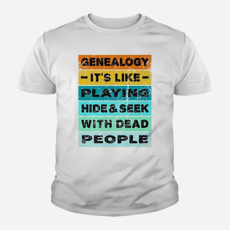 Retro Vintage Genealogy Playing Hide And Seek Genealogist Youth T-shirt