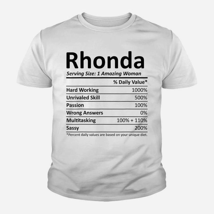 Rhonda Nutrition Personalized Name Funny Christmas Gift Idea Youth T-shirt
