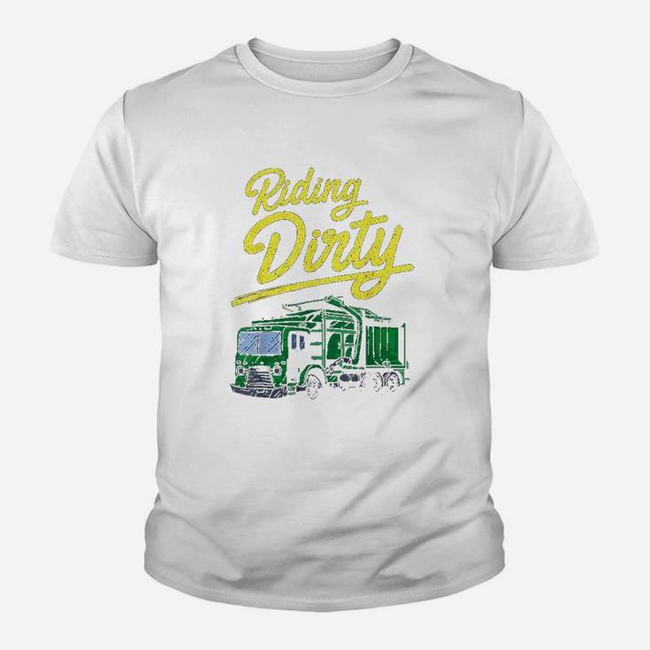 Riding Dirty Trash Garbage Truck Driver Sanitation Gift Youth T-shirt