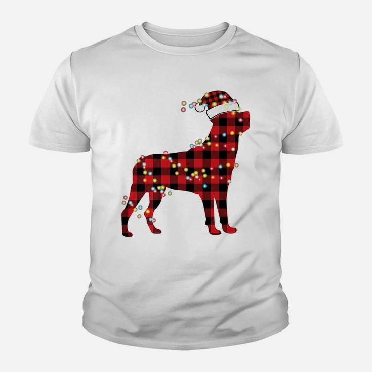 Rottweiler Christmas Red Plaid Buffalo Pajamas Xmas Dog Gift Youth T-shirt