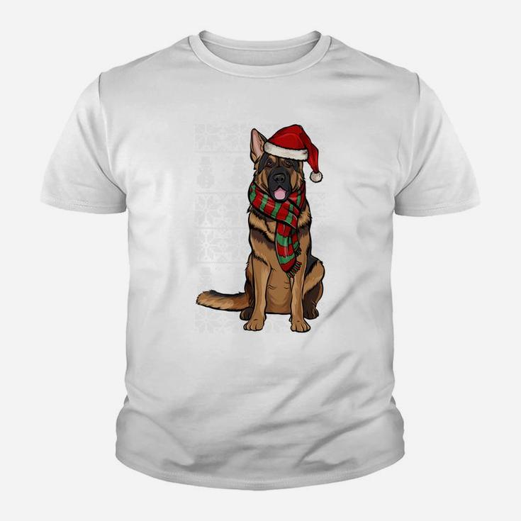 Santa Hat Xmas German Shepherd Ugly Christmas Youth T-shirt