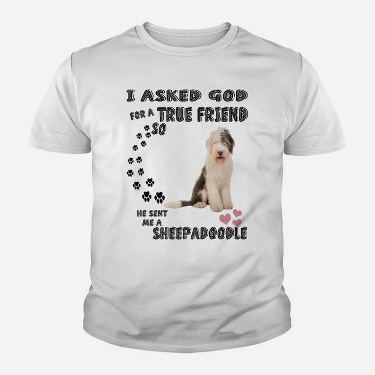 Sheepadoodle Quote Mom Sheepdogpoo Dad, Cute Sheepdoodle Dog Youth T-shirt