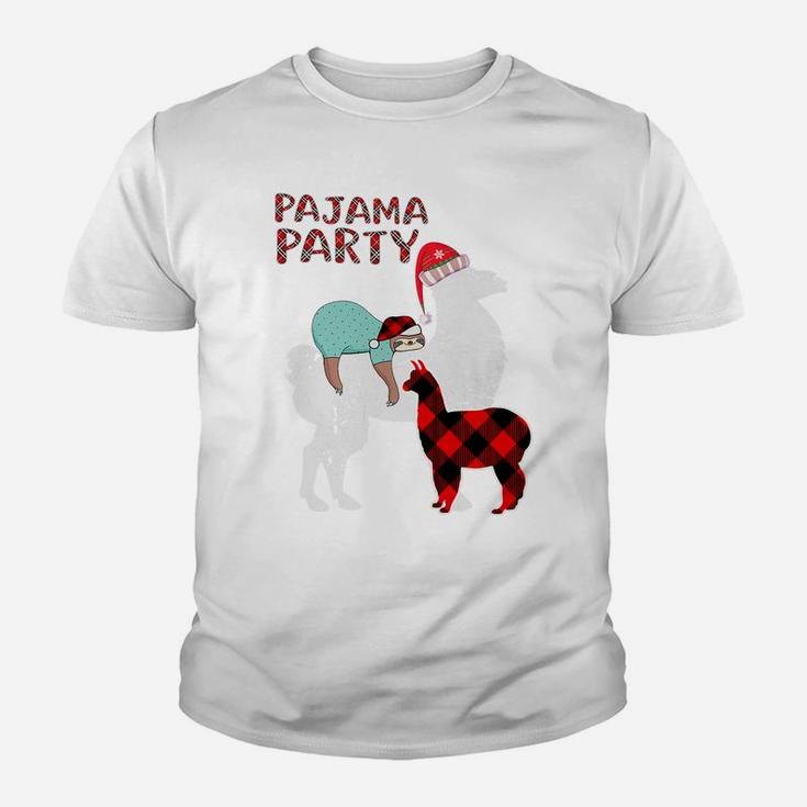 Sleepy Sloth Llama Matching Family Christmas Party Pajama Youth T-shirt