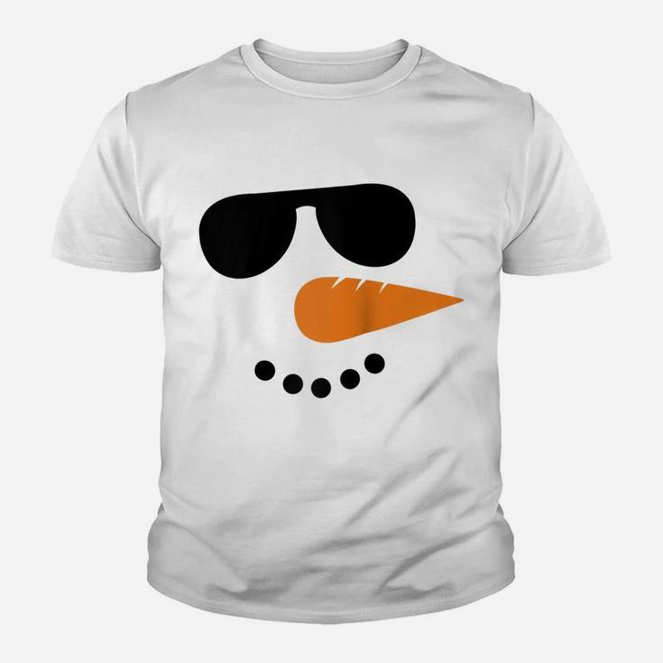 Snowman Face Christmas Funny Santa Claus Xmas Sunglass Cool Raglan Baseball Tee Youth T-shirt