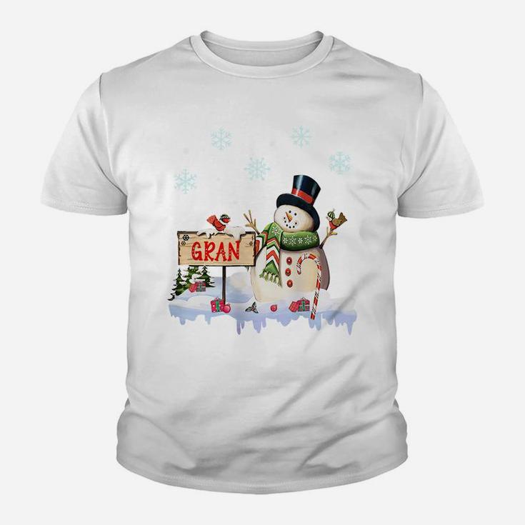 Snowman Gran Freeze Christmas Party Gift Xmas Youth T-shirt