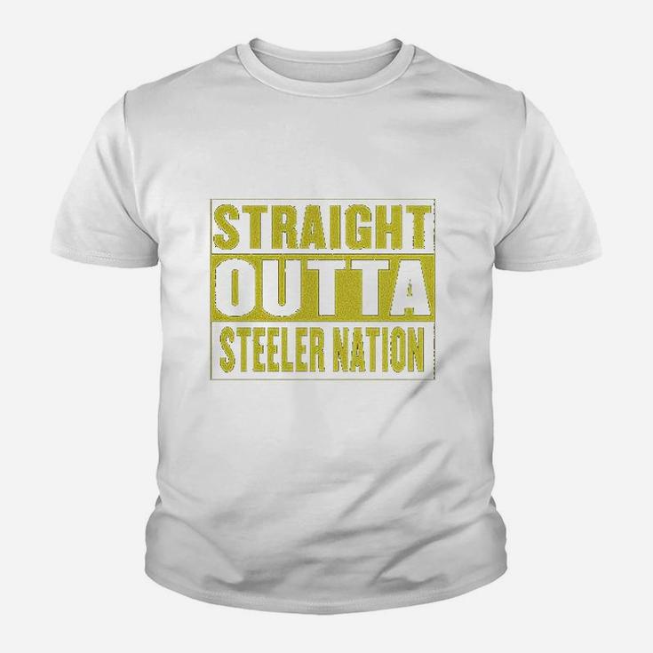 Straight Outta Steeler Nation Football Cropped Youth T-shirt