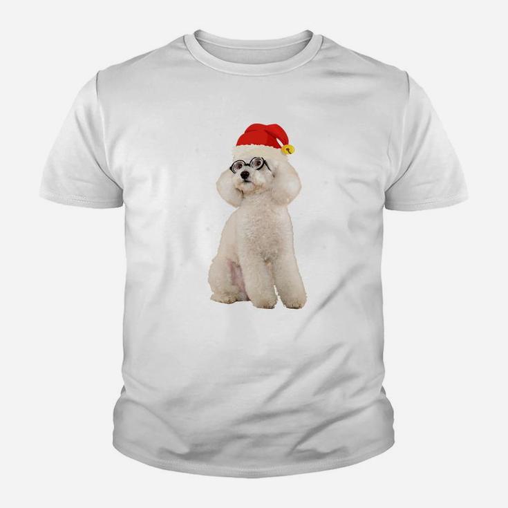 Toy Poodle In Christmas Santa Hat With Snow Falling Sweatshirt Youth T-shirt
