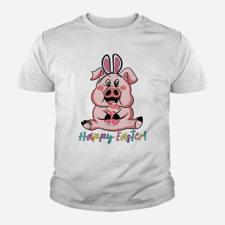 Tu Happy Easter Pig Bunny Easter Egg Hunting Costume Youth T-shirt