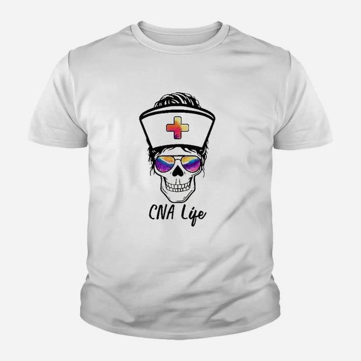 Tu Messy Skull Nurse Cna Life Nursing Tie Dye Gift Youth T-shirt