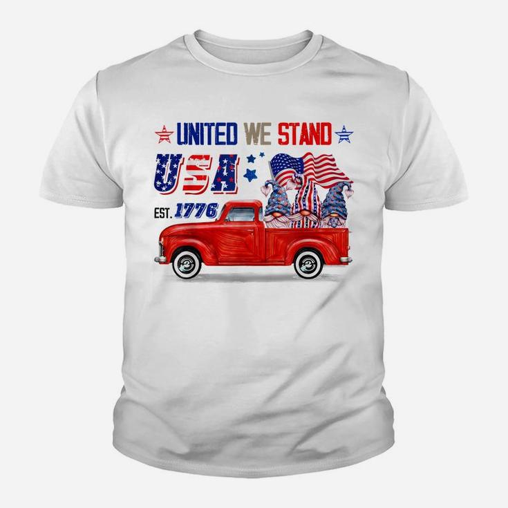 United We Stand Usa Patriotic Gnome American Flag Youth T-shirt