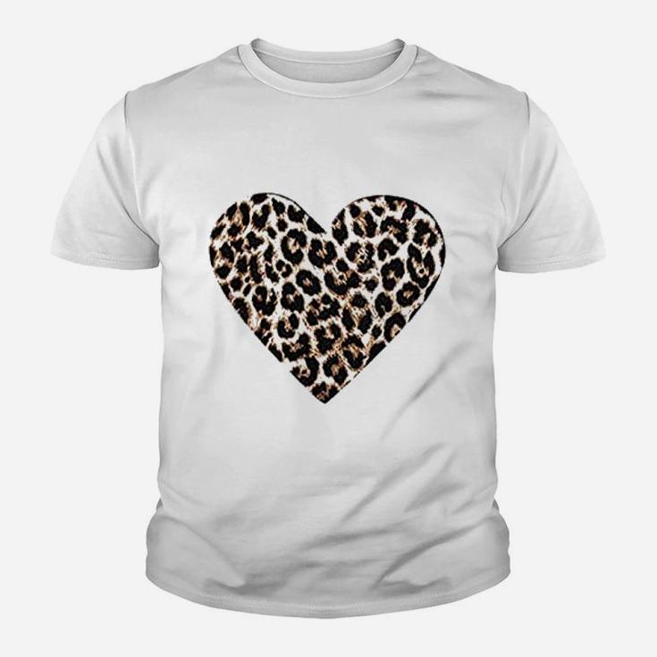 Valentine Day Casual Buffalo Leopard Print Love Heart Youth T-shirt