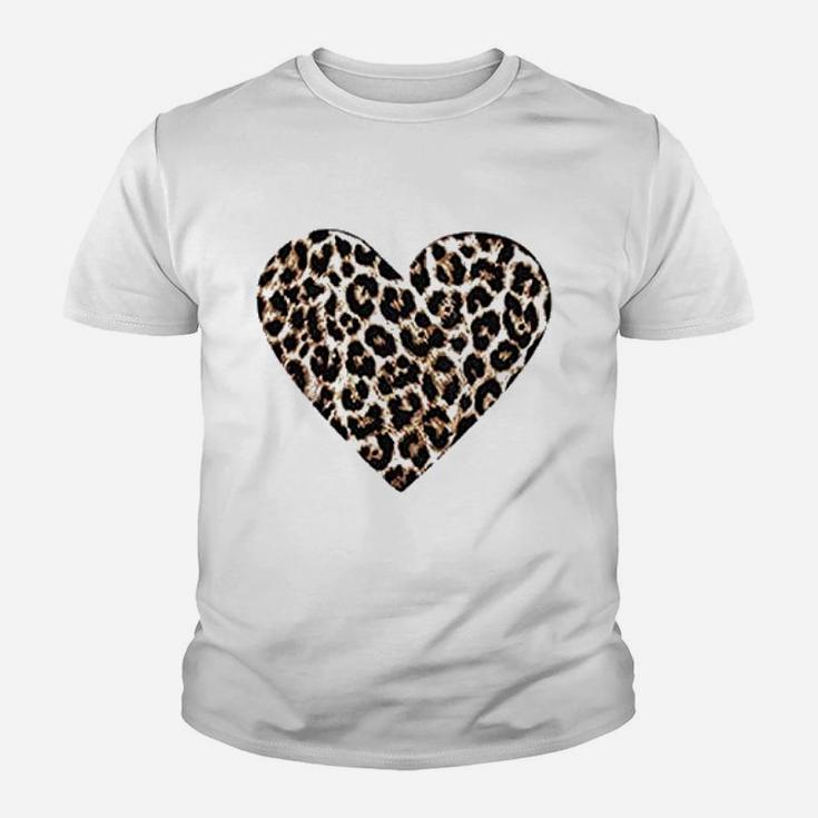Valentine Day Love Heart Leopard Youth T-shirt