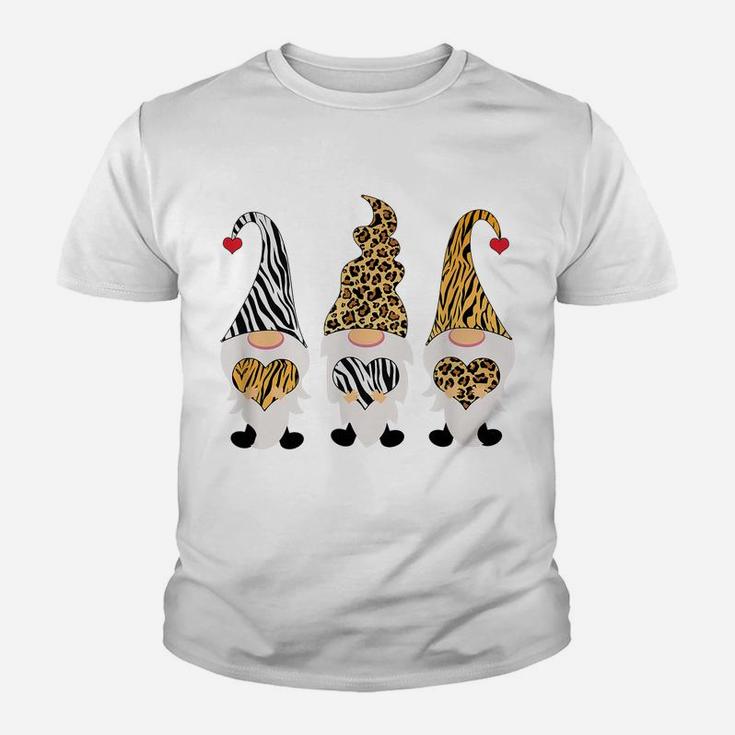 Valentines Day Gnomes Leopard Cheetah Zebra Print Youth T-shirt