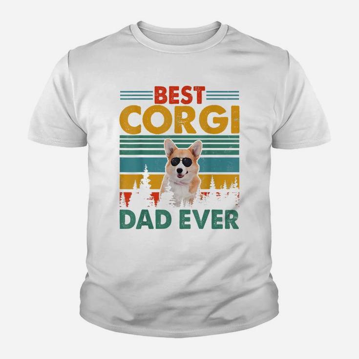 Vintag Retro Best Corgi Dog Dad Happy Father's Day Dog Lover Youth T-shirt