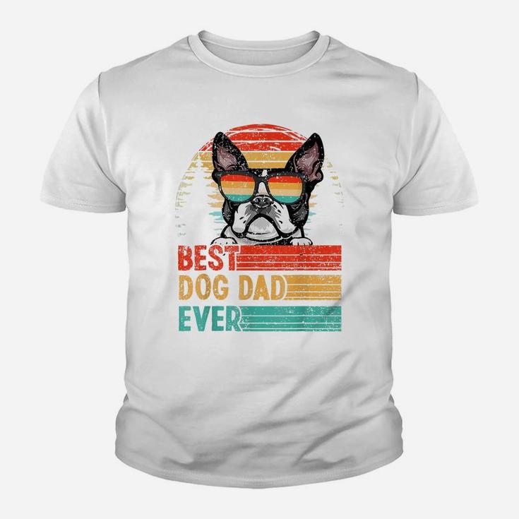 Vintage Best Dog Dad Ever Boston Terrier Dog Lover Youth T-shirt