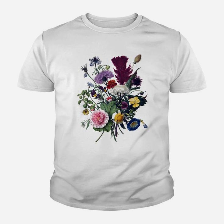 Vintage Botanical Flower Graphic Wildflower Garden Botany Youth T-shirt