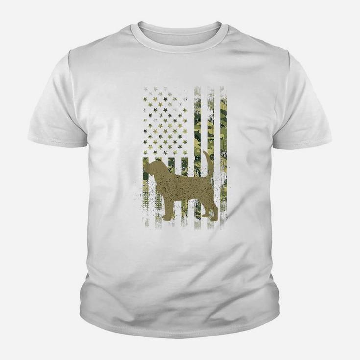 Vintage Hunting Dog Camouflage American Camo Flag Bloodhound Youth T-shirt