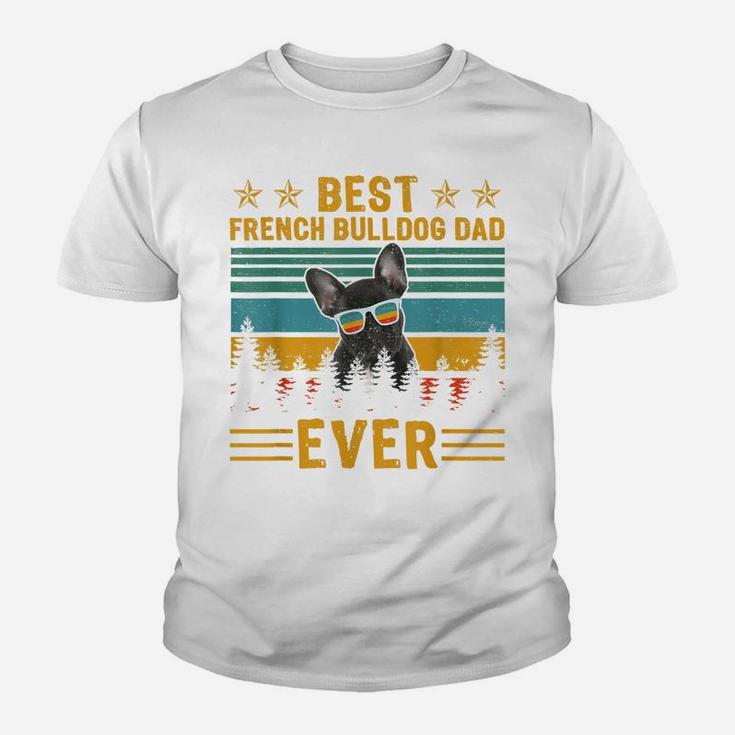 Vintage Retro Best French Bulldog Dad Ever Dog Father's Day Youth T-shirt