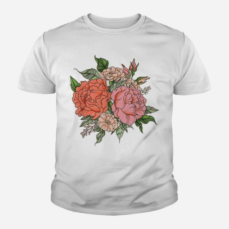Vintage Retro Floral Bouquet Flower Child Flowers Lover Gift Youth T-shirt