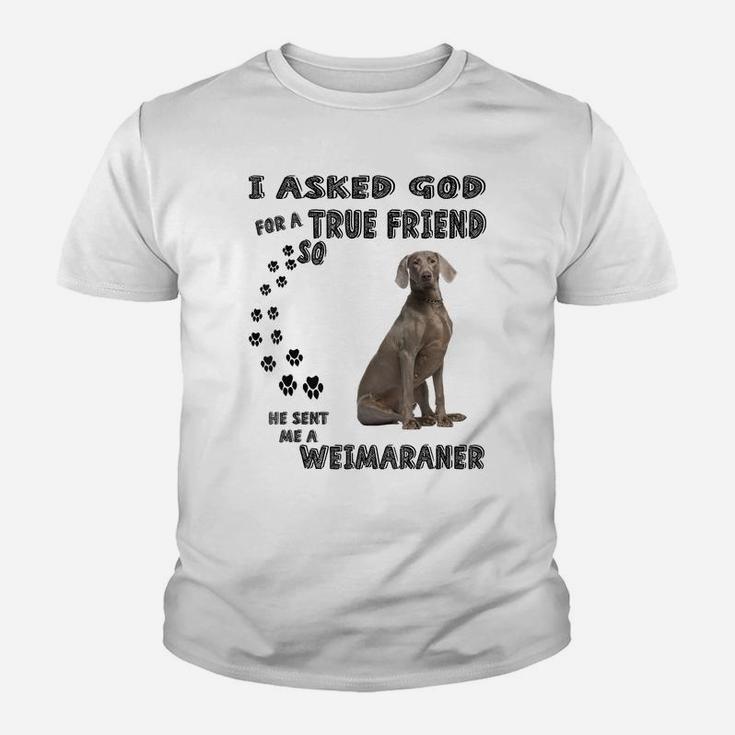 Weimaraner Quote Mom Weim Dad Costume, Cute Grey Hunting Dog Youth T-shirt