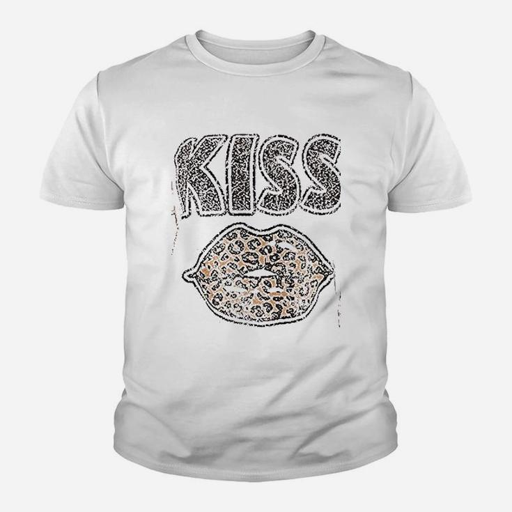 Women Leopard  Kiss Lips Youth T-shirt