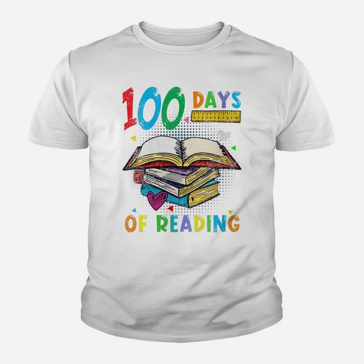 Womens 100 Days Of School Reading English Teacher Books Stack Tee Youth T-shirt