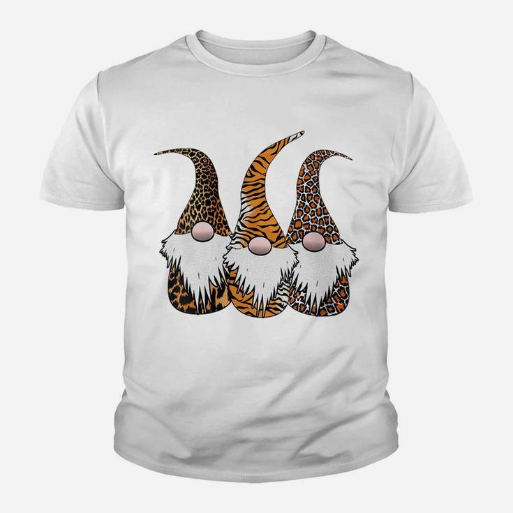 Womens 3 Nordic Gnomes Animal Print Leopard Cheetah Tiger Stripes Youth T-shirt