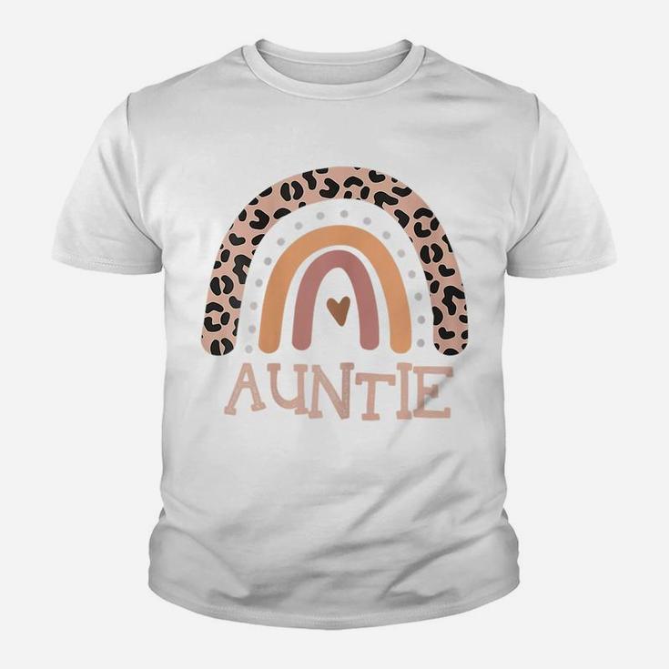 Womens Auntie Life Leopard Rainbow Cheetah Print Auntie Graphic Youth T-shirt